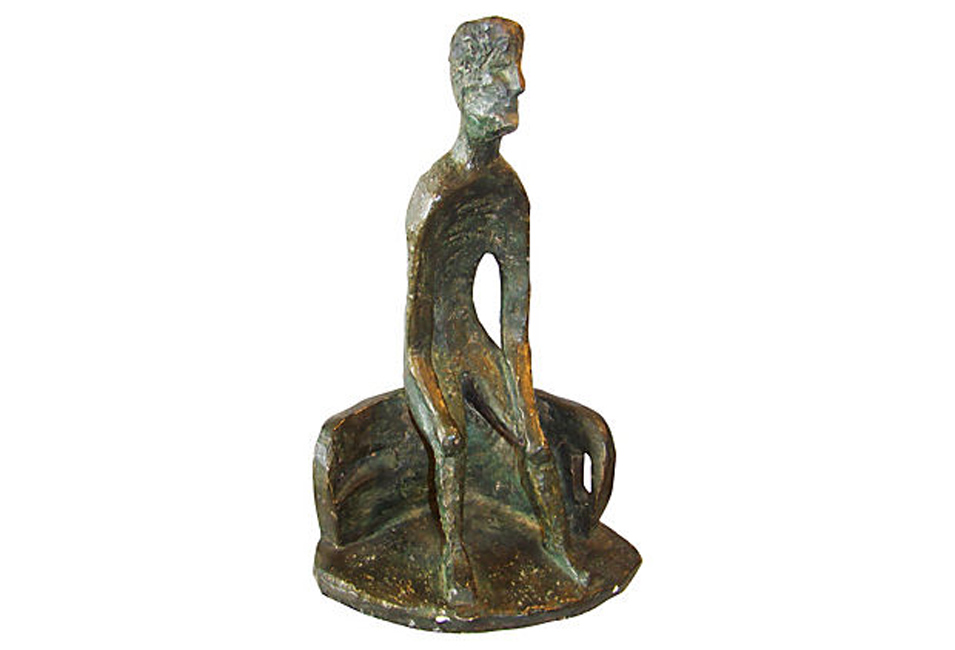 Mid Century Modern Stylized Gesso Sculpture Of A Man Modernism